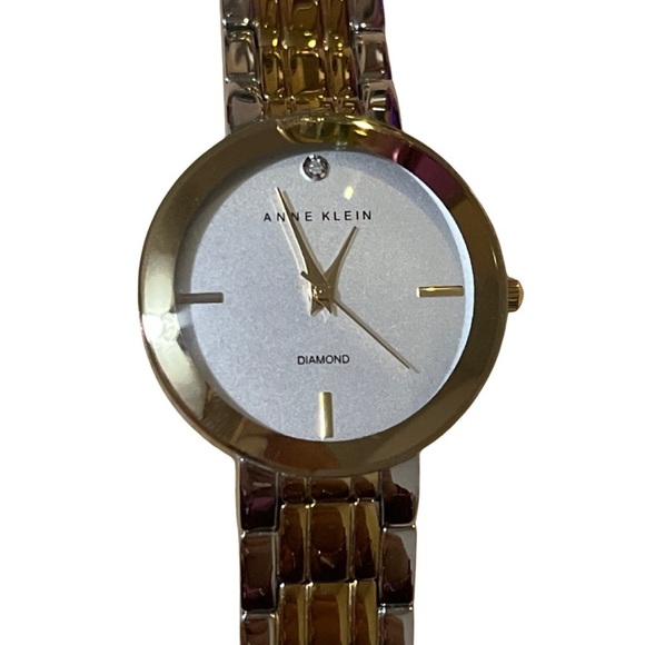 ANNE KLEIN AK1111 Two-Tone Diamond Accent Quartz Watch 6-6.5\